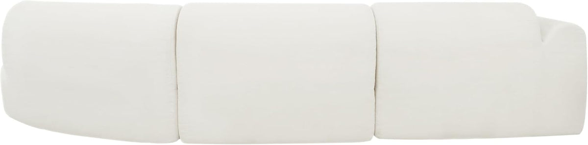 Merax 140" Curved Polyester Sectional Sofa Set, Modern Cloud Couch with Chaise Lounge & 3 Pillows, Fully Assembled for Living Room, Beige