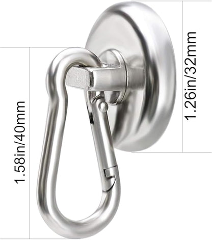 DIYMAG Magnetic Hooks, 110LBS Heavy Duty Neodymium Magnetic Hooks with Swivel Carabiner Hook,Great for Your Refrigerator and Other Magnetic Surfaces, Pack of 15