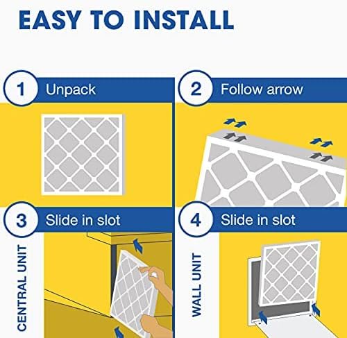 Aerostar 12x12x1 MERV 8 Air Filter, 4 Count, ACTUAL SIZE (11.75 x 11.75 x 0.75), HVAC, Air Conditioning & Furnace Filter Captures Dust, Lint & Pollen (MPR 600 / FPR 5), Made in USA