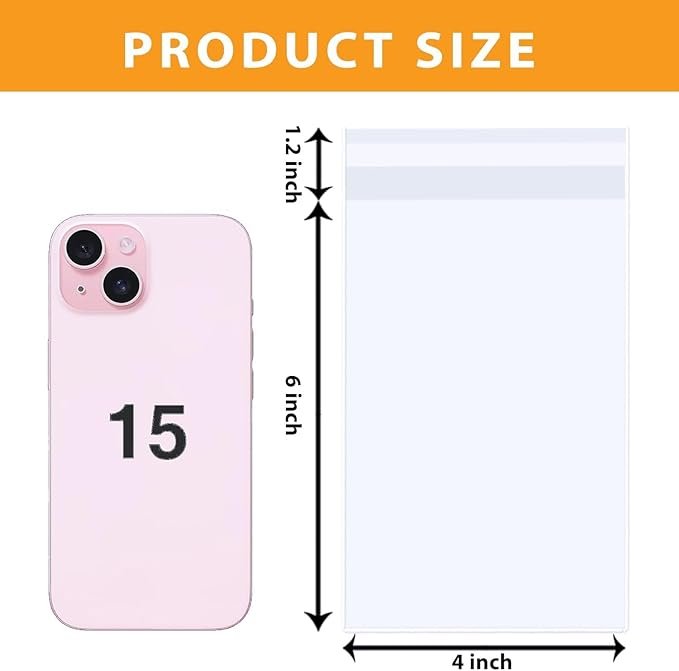 PigPotParty 4''x 6" Clear Plastic Cellophane Bags, 200 Pcs Small Self Sealing Cookie Bags for Gift, Party favor, Greeting Card,Candy, Treat, Goodies, Snack, Self Adhesive Resealable
