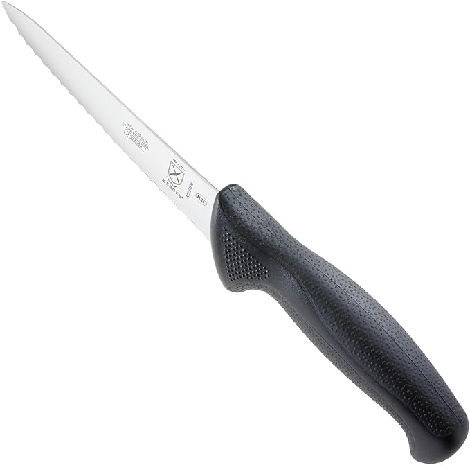 Mercer Culinary M23406 Millennia Black Handle, 6-Inch Wavy Edge, Utility Knife