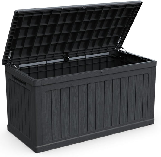 230 Gallon Large Outdoor Storage Deck Box XXL Patio Furniture Storage, 440 lbs Load Capacity as Bench/Table, Waterproof Resin Double-Wall for Backyard Garden & Pool