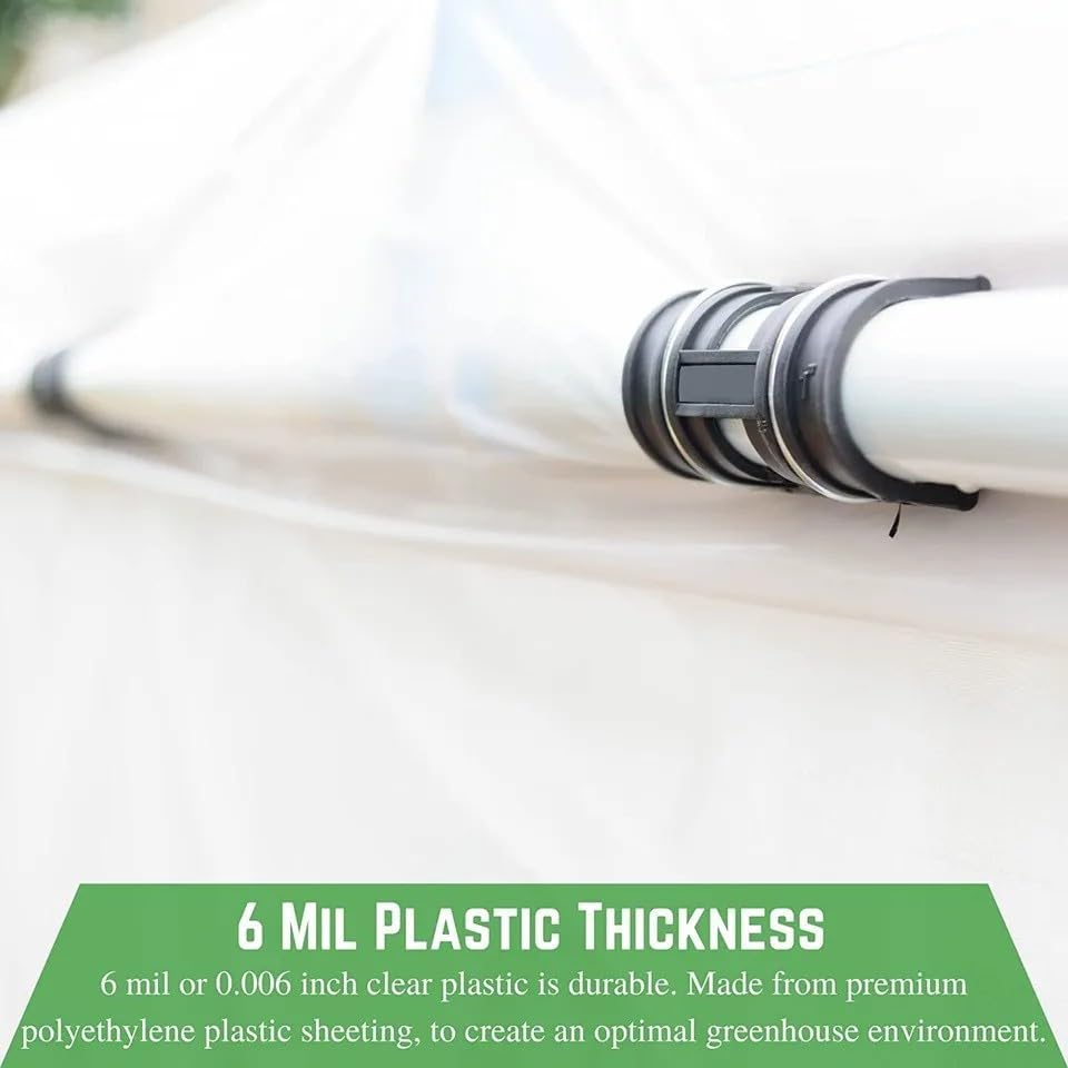 FPS 4-Year Clear 6 mil Greenhouse Sheeting - Transparent, Durable Plastic Film for Greenhouses (20' x 10')