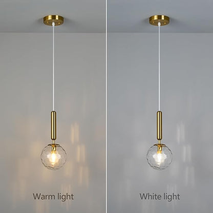 Modern Gold Pendant Light Hanging Fixture Light for Kitchen Island Mid Century with Globe Pendant Light Clear Glass Pendant Lighting for Living Room Bedroom Entryway (2 Pack)