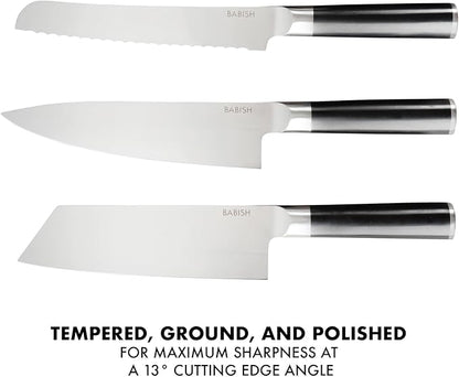 Babish High-Carbon 1.4116 German Steel 14 Piece Full Tang Forged Kitchen Knife Set W/Sheaths