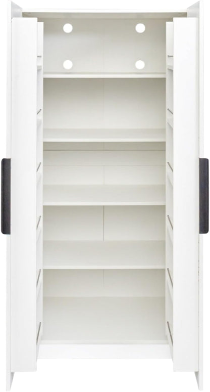 Freestanding Kitchen Pantry Storage Cabinet with Doors and Shelves Buffet Cupboard Sideboard Organizer for Living Room Dining Area Multipurpose Furniture Piece Ample Space Modern Design (White)