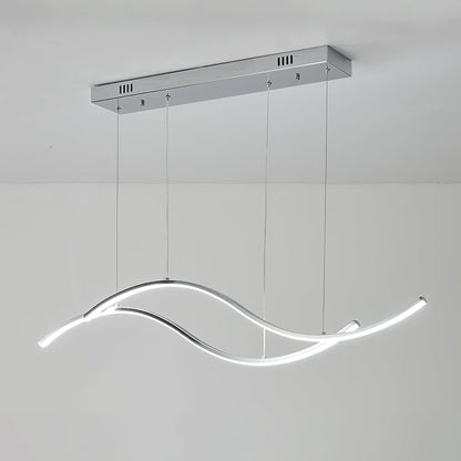 Modern Led Pendant Light, Dimmable Chrome Led Chandelier for Dining Room Light Fixture Over Table Creative Wave Pendant Light for Kitchen Island, Dining Room, Bedroom(Chrome)