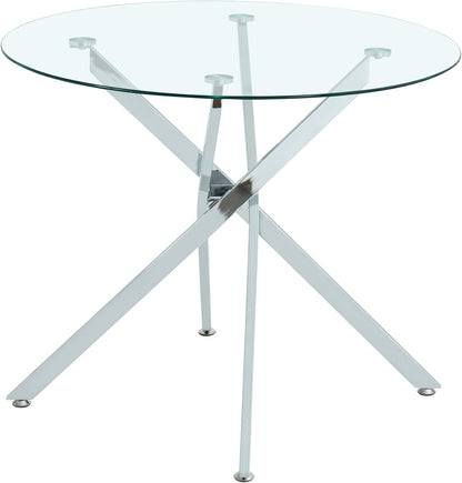 HomVent Round Glass Dining Table Set for 2, Circle Glass Kitchen Table Set Small Dining Room Set with 2 Dining Chairs for Kitchen Dining Room
