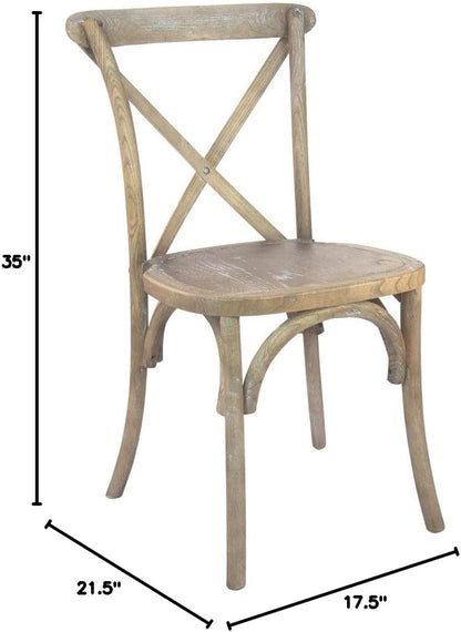 EMMA + OLIVER 2-Pack Wooden X-Back Dining Chair - Light Brown Natural Finish