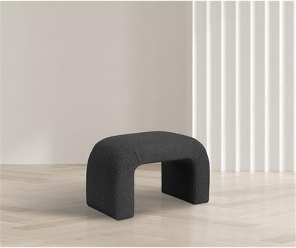 Meridian Furniture 169Black Niagara Collection Modern | Contemporary Boucle Fabric Upholstered Bench with Rich Black Boucle Fabric, Curved Contemporary Design, 28" W x 15.5" D x 17.5" H, Black
