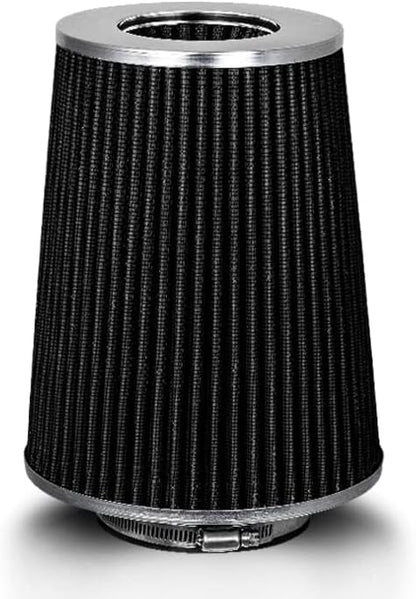 BLACK 3.5" 89 mm Inlet Truck Air Cone Replacement Performance Washable Clamp-On Dry Air Filter (8" Tall)
