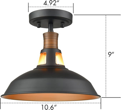 CLAXY Industrial Farmhouse Ceiling Light 1-Light Barn Ceiling Light Fixture Flush Mount for Bedroom Hallway Porch