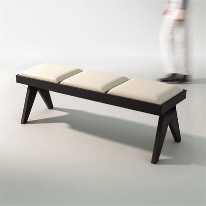 Modern Retro Wooden Upholstered Dining Table Cloakroom Shoe-Changing Stool Bedroom Bed-end Entryway(XL)