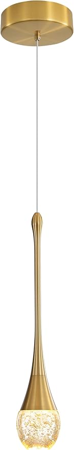 Single Head Gold Bubble Crystal Chandelier Modern LED Pendant Lights for Kitchen Island Dimmable 3000-6000k(3 Independence Light)…