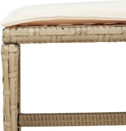 Weather Resistant Synthetic Rattan Patio Stool Set of 4 in Beige and Cream White, Compact Square Design 15.7x15.7x13.8 Inches for Outdoor Seating
