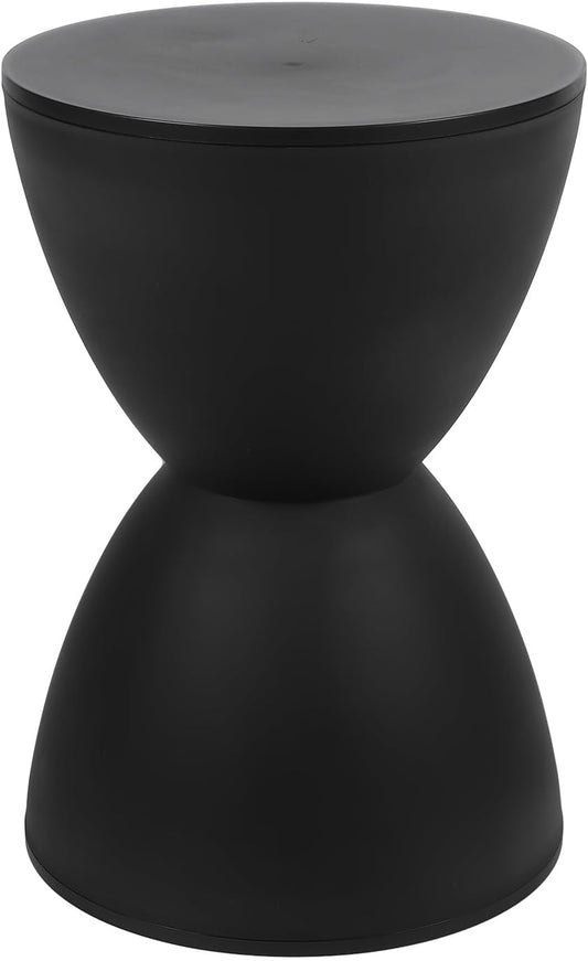 Hourglass Shaped Stool, Modern Side Table Round End Table Stool Attracting Attention Shoe Changing Home Use 43x30cm (Black)
