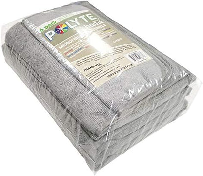 POLYTE Oversize, 60 x 30 in., Quick Dry Lint Free Microfiber Bath Towel Set, 6 Piece (Gray)