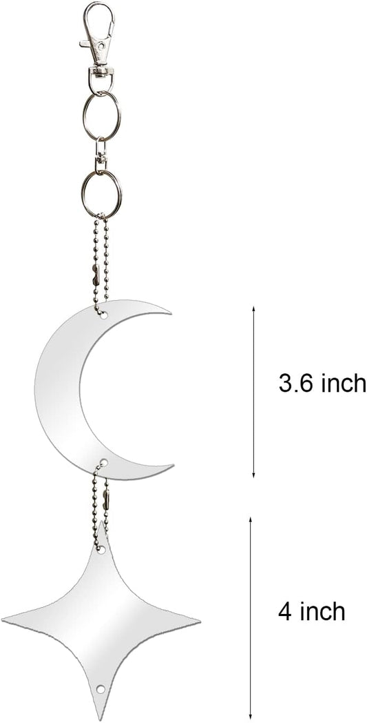 Keep Birds Away Mirror Disc, Hanging Reflectors to Scare Birds Away from Your House and Garden, 16 Moon-Star Discs