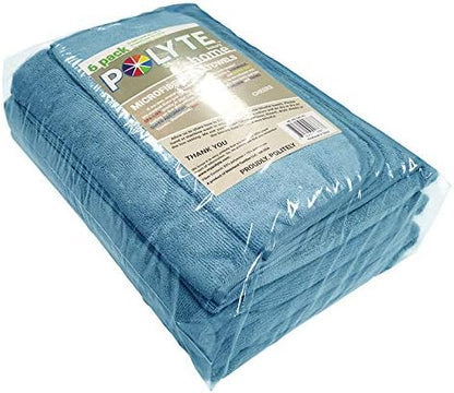 POLYTE Oversize, 60 x 30 in., Quick Dry Lint Free Microfiber Bath Towel Set, 6 Piece (Blue)