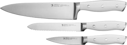 HENCKELS Forged Accent Razor-Sharp 3-pc Kitchen Knife Set, Chef Knife, Paring Knife, Utility Knife, White Handle, German Engineered Informed by 100+ Years of Mastery