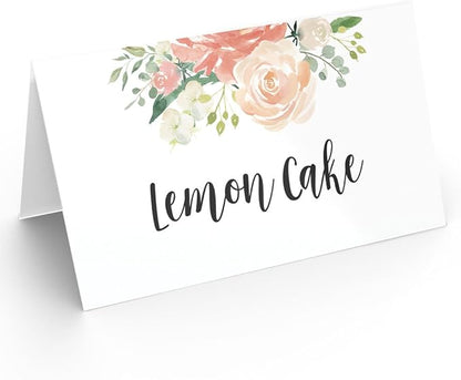 Printed Party Table Place Cards for All Occasions and Events, Set of 25 (Elegant Floral)