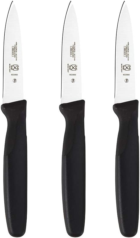 Mercer Culinary M23903 Millennia Black Handle, 3-Inch Slim Paring Knives (3-Pack), Paring Knife