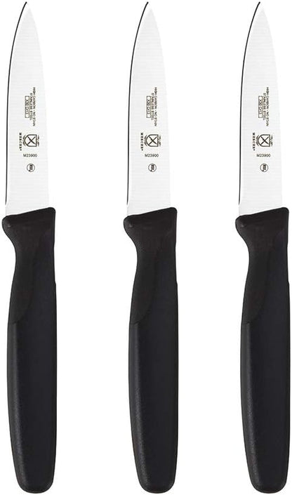 Mercer Culinary M23903 Millennia Black Handle, 3-Inch Slim Paring Knives (3-Pack), Paring Knife