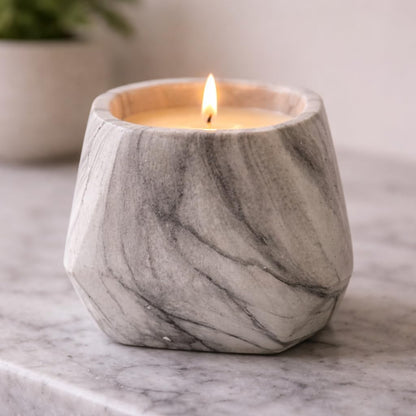 Marbled Prism Bowl Candle in Grey, 10 Oz by Aria Home