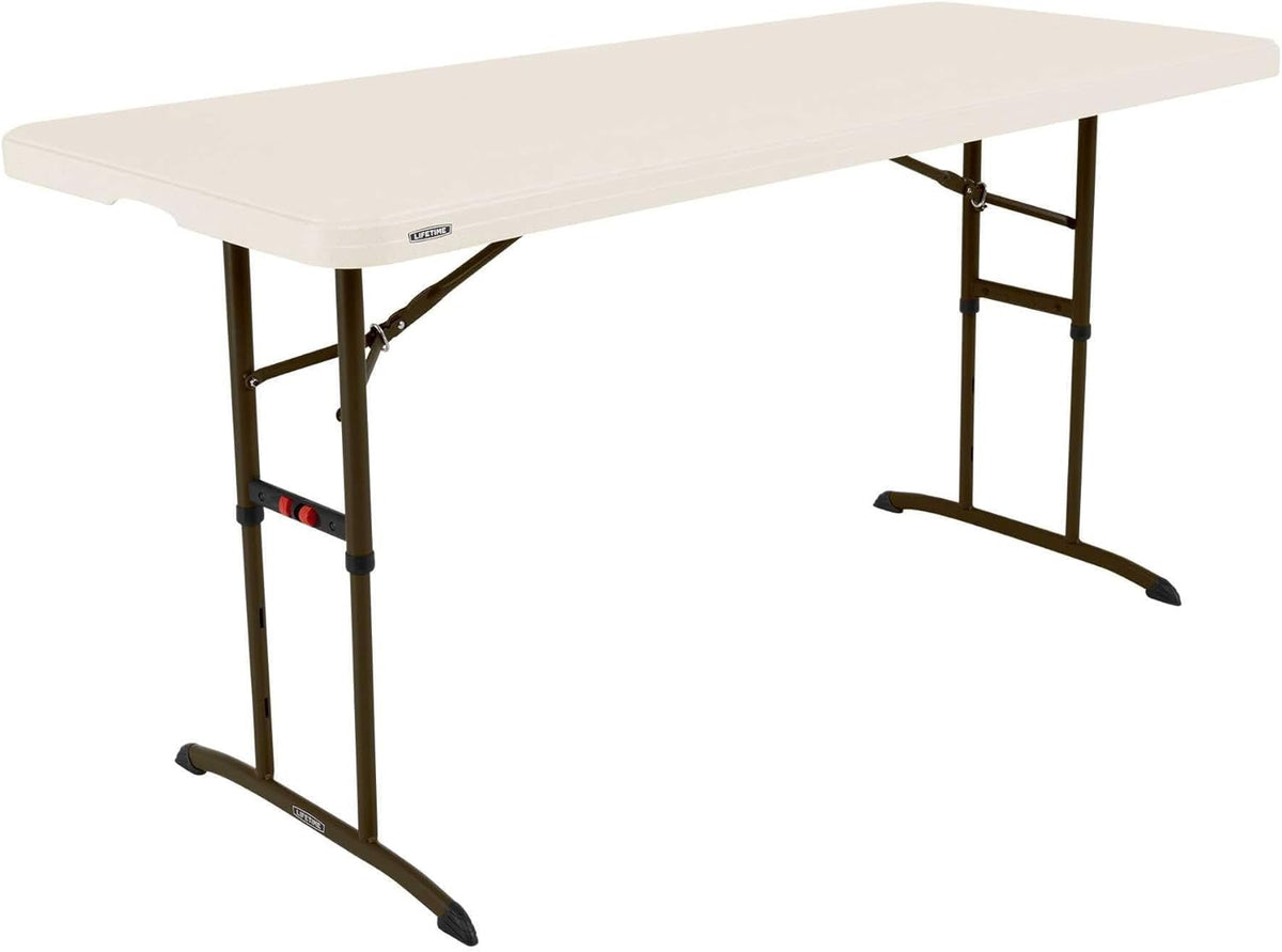 LIFETIME 6-Foot Adjustable Height Nesting Table, Commercial, Almond