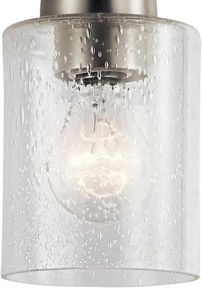 Kichler Winslow 7.5" Mini Kitchen Pendant with Clear Seeded Glass in Brushed Nickel, (7.5" H x 4.25" W), 44032NI