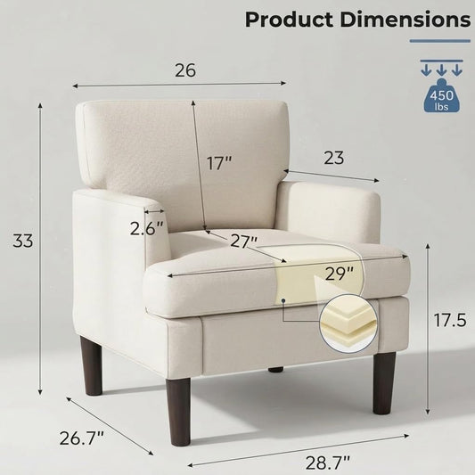 Kromax Accent Chair for Living Room, No Screws Assembly Required, Beige