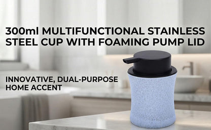 ZJchao 300ml Stainless Steel Dual Function Candle Cup Holder (Matte Blue) | Comes with foaming pump lid, smooth metal texture, exquisite decorative ornament for indoor home desktop decoration