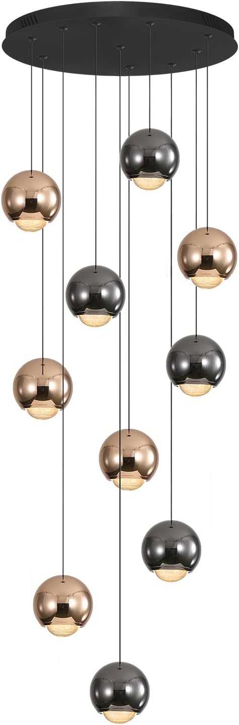 10-Light LED Staircase Chandelier Crystal Ceiling Lights Large Chandeliers for High Ceilings, Entryway Modern Lighting Fixture Villas and Stairs