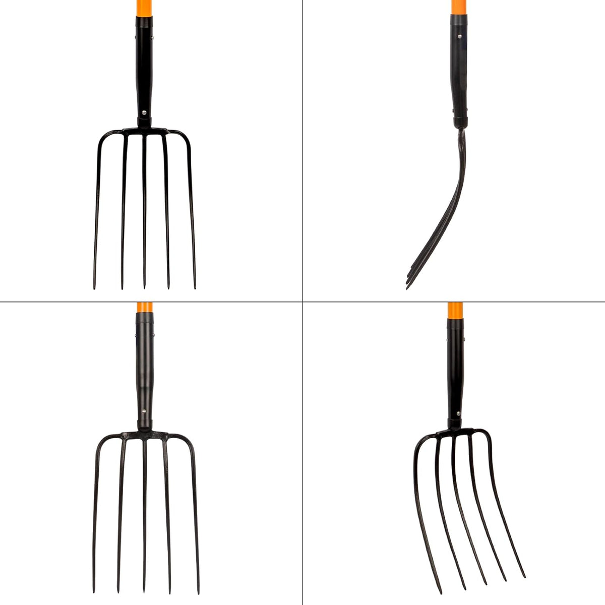VNIMTI Pitch Fork for Gardening, 5 Tine Pitchfork Heavy Duty with Fiberglass Handle, 58 Inches