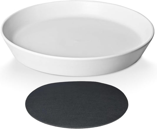 14 Inch Plant Saucer Tray 4 5 6 8 10 12 14 15 Inch Ceramic Plant Saucers for Indoors Outdoor, Drainage Drip Water Trays for Planter Pots Flower, Glazed Pot Saucers Trays (15 Inch)