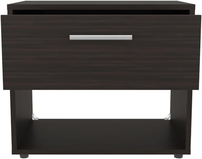 Modern Fluted Nightstand 4 Legs, Farmhouse End Table with Open Space and Drawer Dresser,for Small Spaces