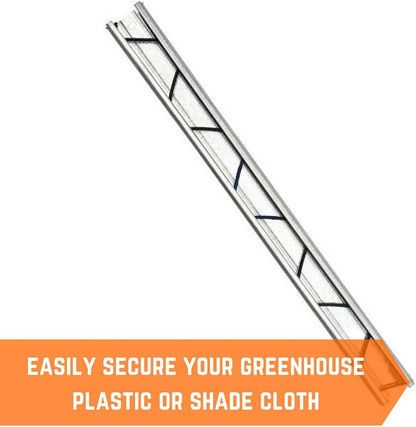 Farm Plastic Supply - Spring Wire & Lock Channel - (50 Pack) - Steel 6.5 ft Spring Lock Track & U-Channel Bundle for Greenhouse Plastic Polyethylene Film or Shade Cloth