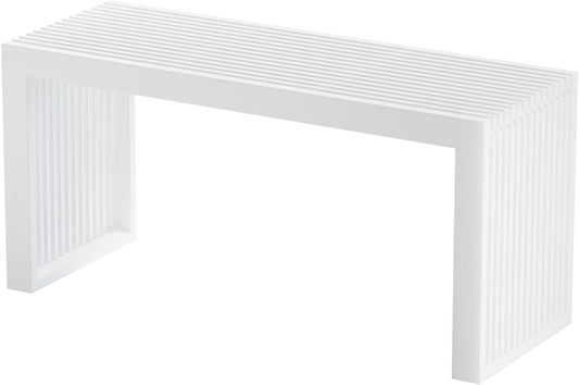 Wisuce Bamboo Dining Bench, 35 inch Entryway Indoor Kitchen Bench, White | Natural Bamboo, 450LBS Weight Capacity, Grille Farmhouse Style, Ideal for entryways, bedrooms, outdoor settings