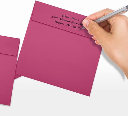 LUXPaper Square Invitation Envelopes | Peel & Press | 6 1/2" x 6 1/2" | Magenta Pink | 80lb. Text | 50 Qty
