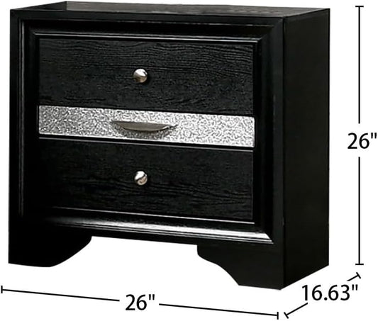 3 Drawers Nightstand with Pewter Round Knobs,for Small Spaces