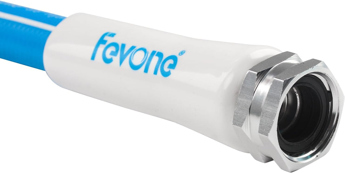 Fevone 75 ft x 5/8" Heavy Duty Garden Hose, Drinking Water Safe, Flexible & Kink-Free Hybrid Polymer Water Hose, Lightweight Outdoor Hose with 3/4" Solid Aluminum Fittings