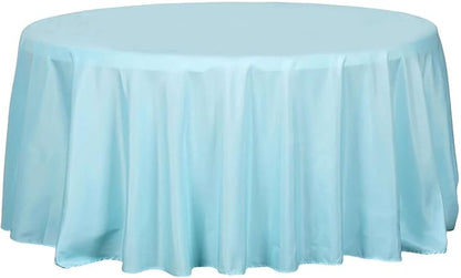 Efavormart Round Tablecloth, 120 Inch Stain & Wrinkle Resistant Washable Table Cloth, Decorative Polyester Fabric Table Cover for Banquet, Wedding, Dining - Light Blue