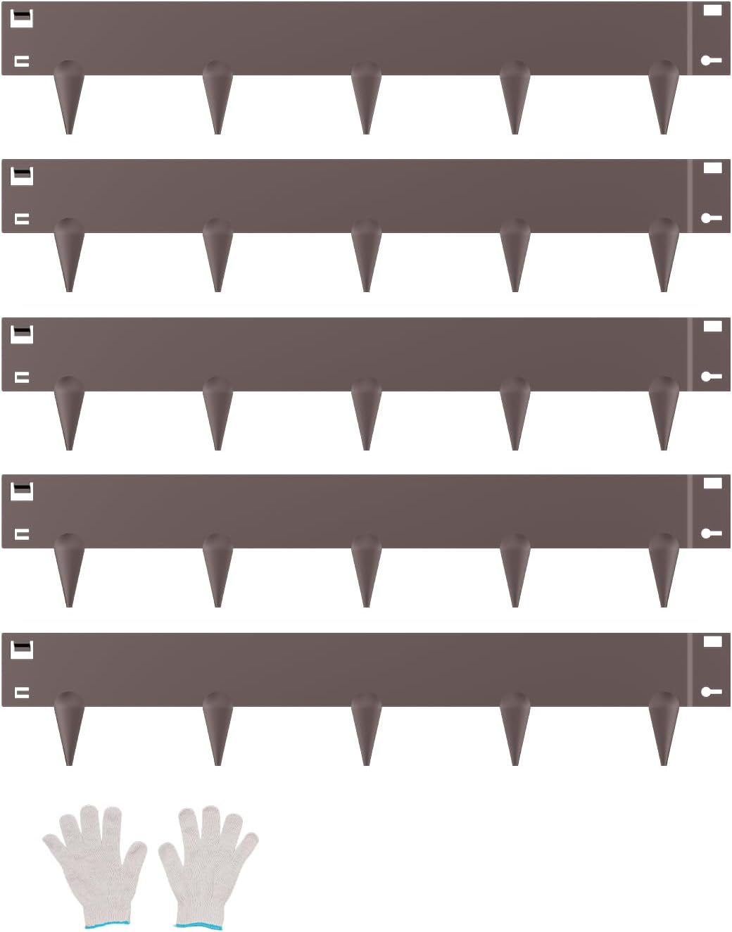 VEVOR Steel Landscape Edging, 5 Packs 39 x 4 in Rust-Resistant Metal Landscape Edging, Bendable Garden Edging Border, Heavy Duty Lawn Edging, Easy-to-Install, Flower Bed Yard Pathway Divider Brown