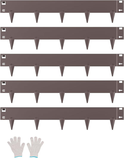 VEVOR Steel Landscape Edging, 5 Packs 39 x 4 in Rust-Resistant Metal Landscape Edging, Bendable Garden Edging Border, Heavy Duty Lawn Edging, Easy-to-Install, Flower Bed Yard Pathway Divider Brown