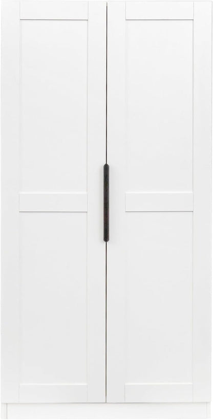 Freestanding Kitchen Pantry Storage Cabinet with Doors and Shelves Buffet Cupboard Sideboard Organizer for Living Room Dining Area Multipurpose Furniture Piece Ample Space Modern Design (White)