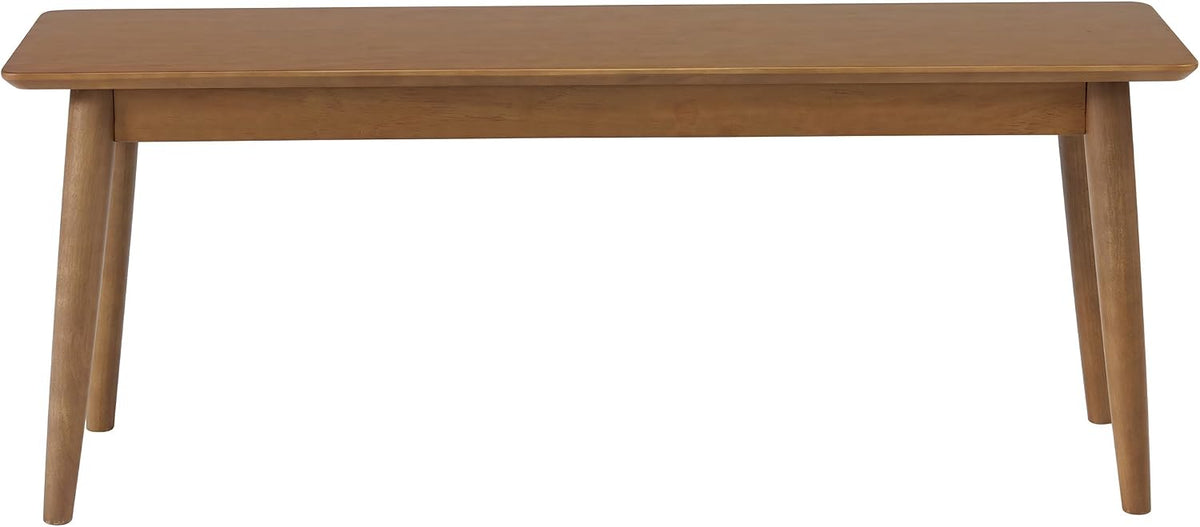 Alaterre Furniture Calais Dining – Mid Century Modern 46-Inch Solid Wood Dining Bench – Entryway Bench with Minimalist Design for Entryway, Dining Room, Kitchen, or Bedroom (Warm Pecan Finish)