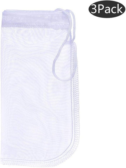 ALEGI Media Filter Bag Aquarium Extra Fine,Reusable 180 Micron Drawstring Mesh Filter Bags for Very Fine Resins Filter (7.5"*3.6" (3 Pack))
