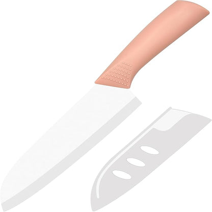 Ceramic Knife - 7 inch Chef's Santoku Knife - Sharp Ceramic Kitchen Knife with Sheath Cover