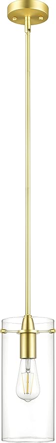 Satin Brass Pendant Lights Kitchen Island - Large Clear Glass Pendant Light Fixture