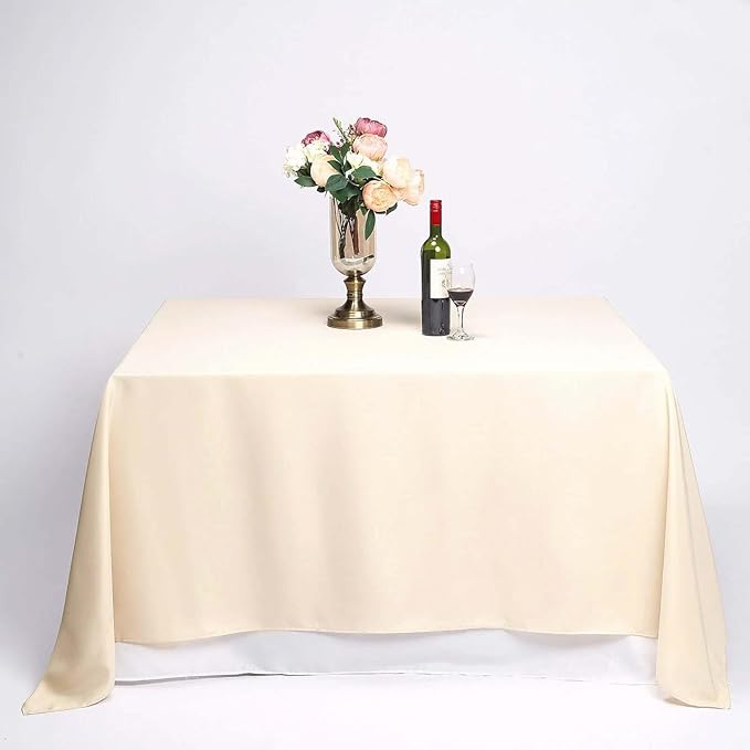 Efavormart 90" Beige Wholesale Linens Polyester Square Linen Tablecloth for Kitchen Dining Catering Wedding Birthday Party Events